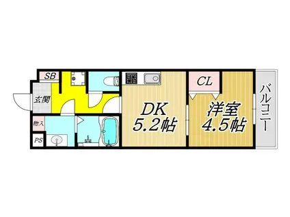 ノルフィカ塚口(1DK/3階)の間取り写真