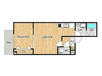 ジーメゾン春日部浜川戸(1LDK/2階)の間取り写真