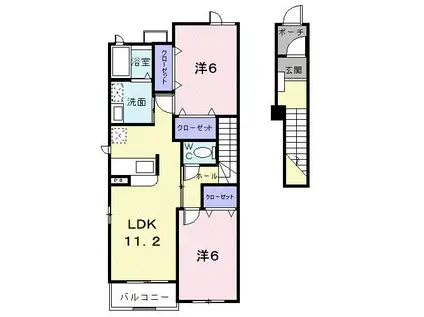サンシャインA(2LDK/2階)の間取り写真