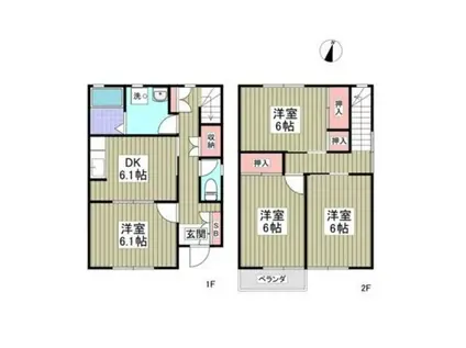 グランカーサA棟(4DK/1階)の間取り写真