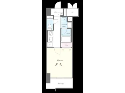 エスカルコート(1K/8階)の間取り写真