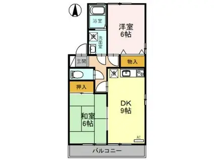 ヴァレンサ氷川 A/BB201(2DK/2階)の間取り写真