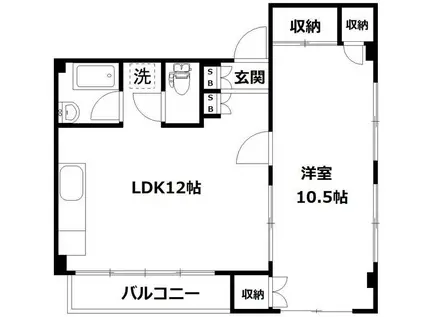 中央ビル(1LDK/4階)の間取り写真