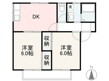 ガーデンヒルズ鬼無(2DK/2階)の間取り写真