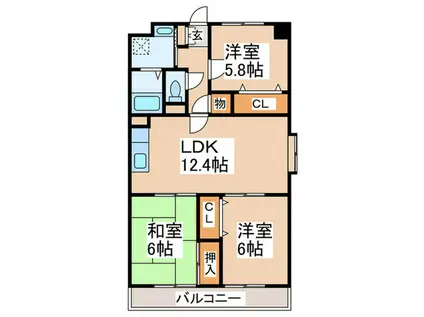 ヴィルシーナ松嶋(3LDK/2階)の間取り写真