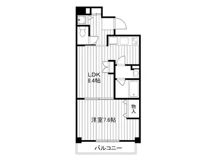 ボヌール北町(1LDK/4階)の間取り写真