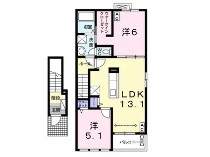 グラース カーサ(2LDK/2階)の間取り写真