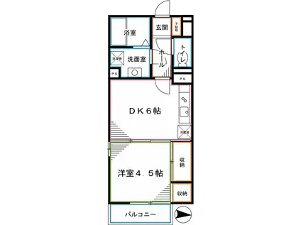 サンライズ花澤台L(1DK/2階)の間取り写真