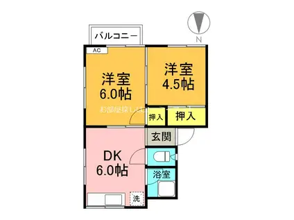 井上アパート(2DK/2階)の間取り写真