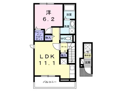 富里市七栄647 1LDK 2階(1LDK/2階)の間取り写真