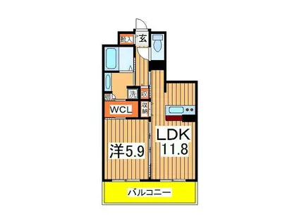 VESTA(1LDK/2階)の間取り写真
