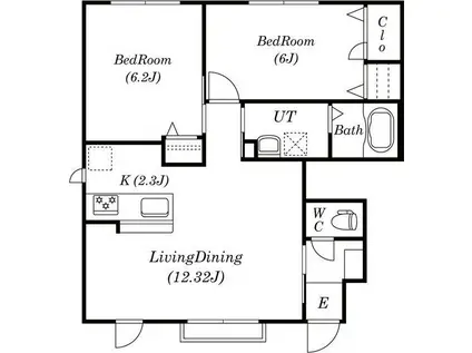 シャーメゾン元町グランビレッジX棟(2LDK/1階)の間取り写真
