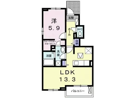 メゾン・パルメーラII(1LDK/1階)の間取り写真