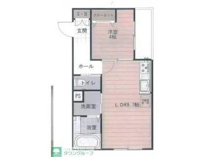フェリスハウス川崎(1LDK/3階)の間取り写真