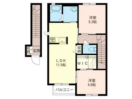 SQUARE・I(2LDK/2階)の間取り写真