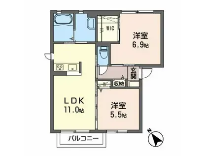 フェアリー・シュナ(2LDK/1階)の間取り写真