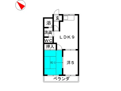 ロイヤルヒルズ高丘(2LDK/2階)の間取り写真