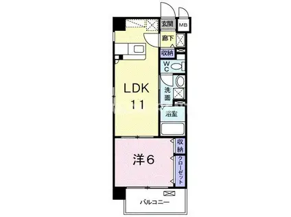 カルフール(1LDK/6階)の間取り写真