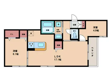 CLASHIST墨江(2LDK/2階)の間取り写真