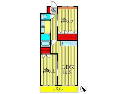 プレザンスおおたかの森(2LDK/3階)の間取り写真