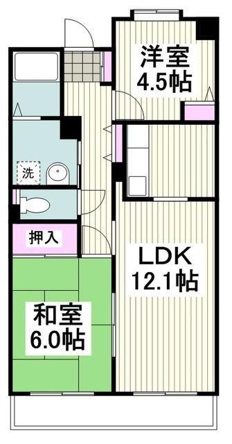 ハイランド磯子1(2LDK/10階)の間取り写真