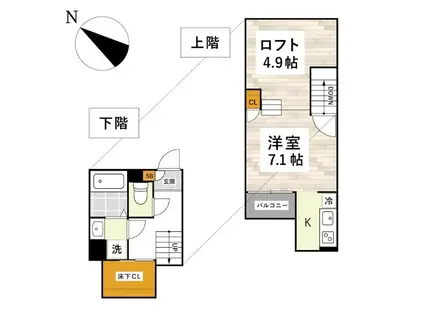 ADC月出メリッサ(1K/2階)の間取り写真