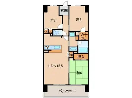 シャルマンフジスマート和歌山駅前イースト(3LDK/6階)の間取り写真