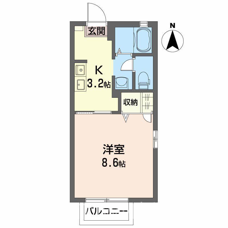 ディアス久保田(1K/1階)の間取り写真