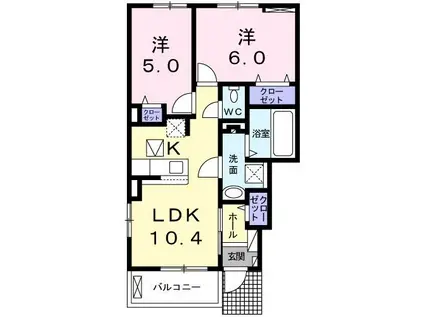 サンフェリスタ6(2LDK/1階)の間取り写真