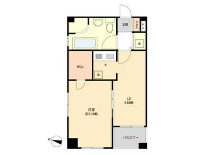 レインボーピア原(1LDK/3階)の間取り写真