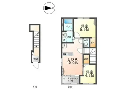 サルドゥ レ ユニオン(2LDK/2階)の間取り写真