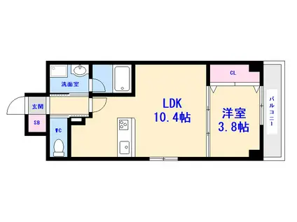 三篠Tビル(1LDK/4階)の間取り写真