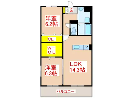 ブルーサンシャインII(2LDK/3階)の間取り写真