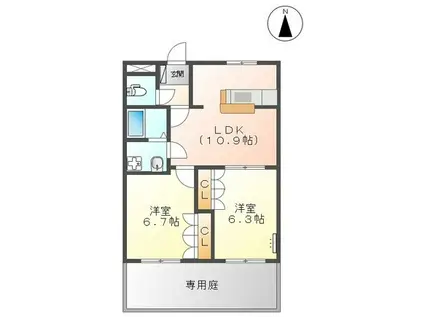 CRESCENT・A・PLAIN・S(2LDK/1階)の間取り写真
