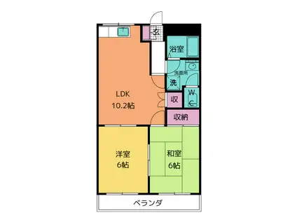 クィーンズコートA(2LDK/2階)の間取り写真