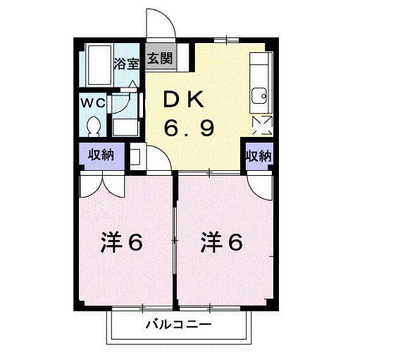 ヴィラージュ島田(2DK/2階)の間取り写真
