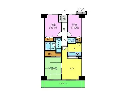 フェリーチェ和泉(3LDK/5階)の間取り写真