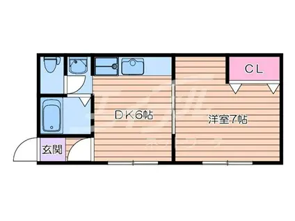 ナンノ第11号館(1DK/1階)の間取り写真