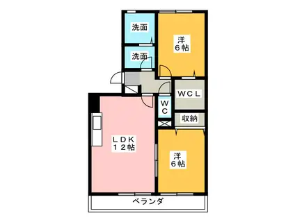 トリヴァンベールB(2LDK/2階)の間取り写真