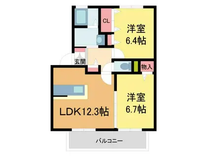 FLATSTAKE(1LDK/1階)の間取り写真