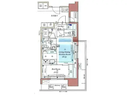 NEBEL蕨中央(1LDK/13階)の間取り写真