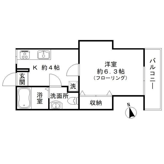 ハウス7(1K/2階)の間取り写真
