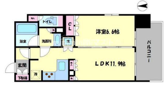 リーガル南堀江(1LDK/10階)の間取り写真