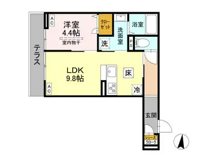 エリオント大和中央(1LDK/1階)の間取り写真