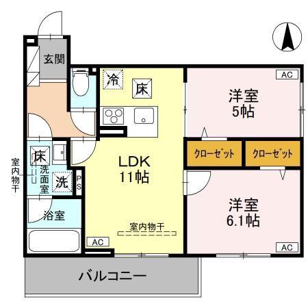 エリシアガーデン(2LDK/1階)の間取り写真