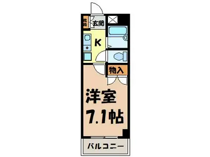 K-コート観月(1K/2階)の間取り写真
