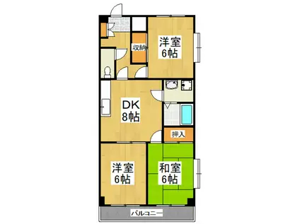 ハイツフラントPARTII(3LDK/2階)の間取り写真