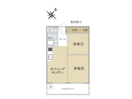 百合ヶ丘マンション(2DK/4階)の間取り写真