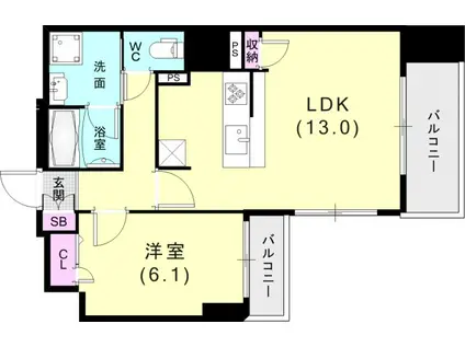 プレサンスKOBEグレンツ(1LDK/11階)の間取り写真