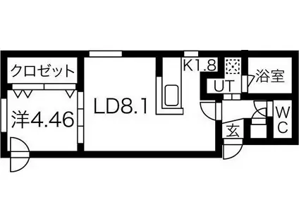 ベラルーチェ水車町(1LDK/4階)の間取り写真